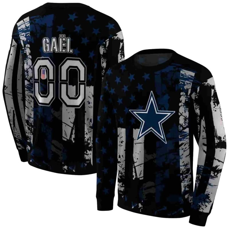 Personalized Dallas Cowboys Distressed Flag Blue Black Aop Sweatshirt 1