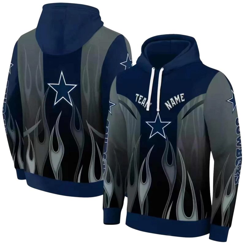 Personalized Dallas Cowboys Flame Design Blue Aop Hoodie 1
