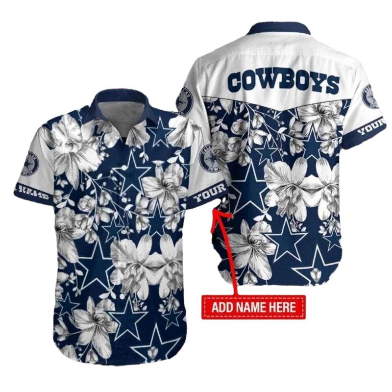 Personalized Dallas Cowboys Floral Starry Night Hawaiian Shirt 1