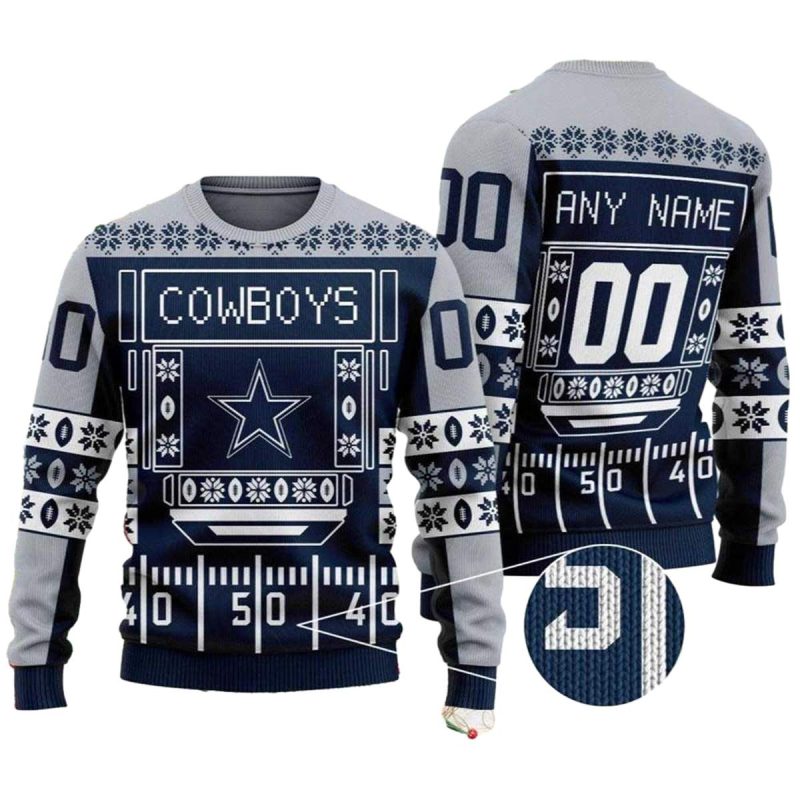 Personalized Dallas Cowboys Football Station Ugly Sweater 1