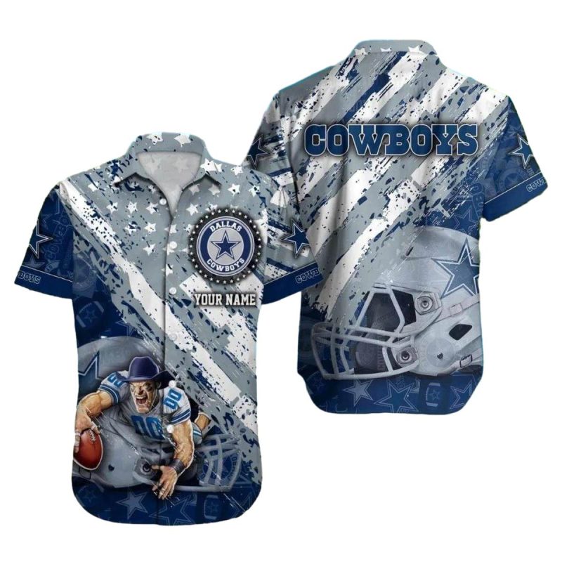 Personalized Dallas Cowboys Grunge Helmet Warrior Art Hawaiian Shirt 1