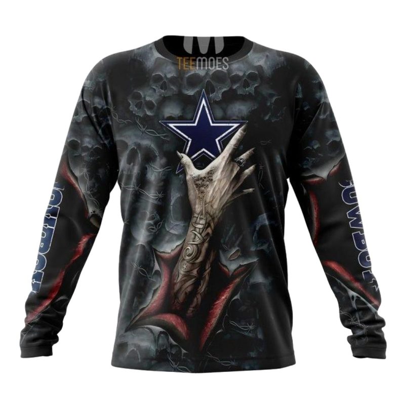 Personalized Dallas Cowboys Halloween Horror Skull Aop Sweatshirt 1
