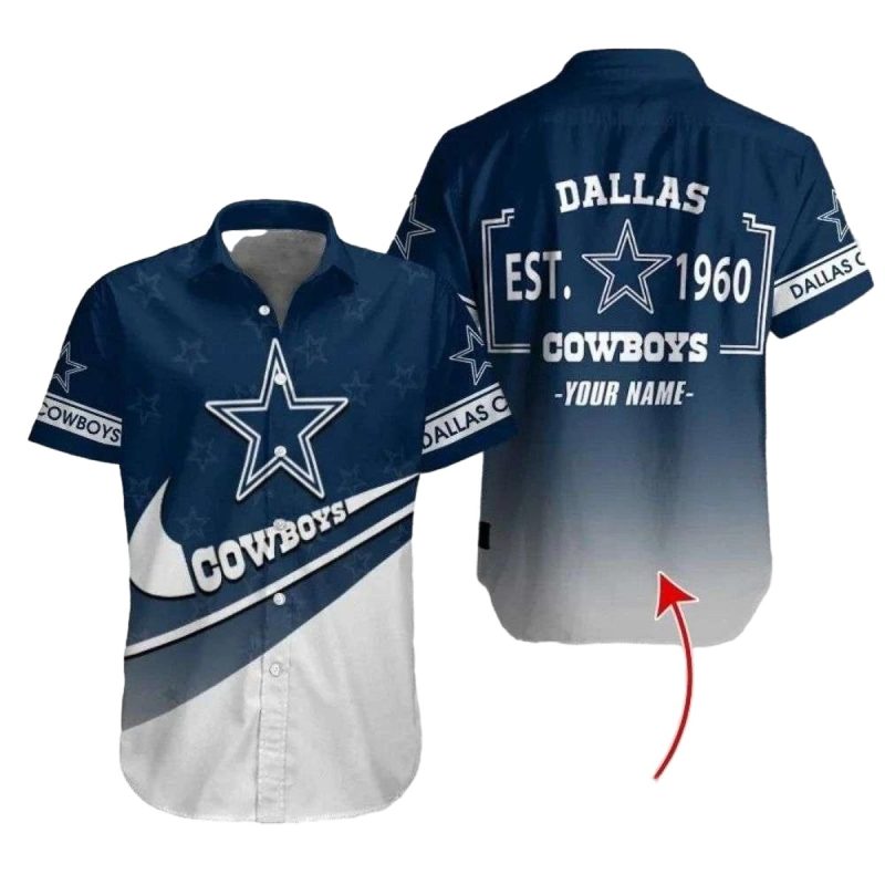 Personalized Dallas Cowboys Heritage Stripe Est 1960 Hawaiian Shirt 1
