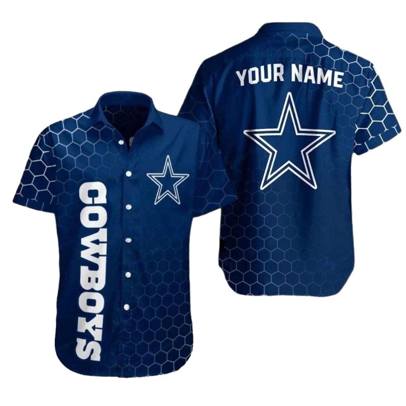 Personalized Dallas Cowboys Hexagonal Cool Blue Hawaiian Shirt 1