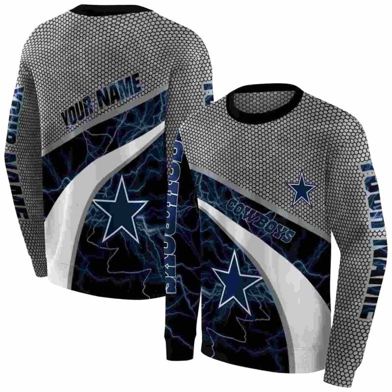 Personalized Dallas Cowboys Hexagonal Mesh Blue Black Gray Aop Sweatshirt 1