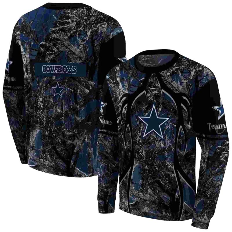 Personalized Dallas Cowboys Hunting Theme Blue Black Aop Sweatshirt 1
