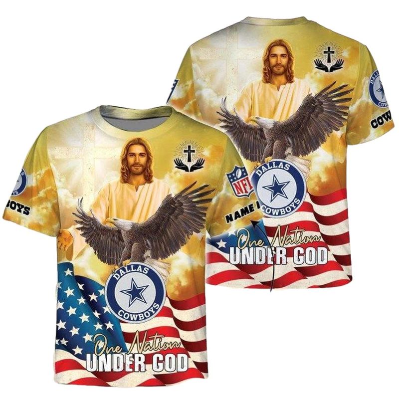 Personalized Dallas Cowboys Jesus One Nation Under God Aop T Shirt 1