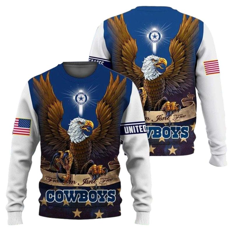 Personalized Dallas Cowboys Logo And Eagle Aop Sweatshirt 1