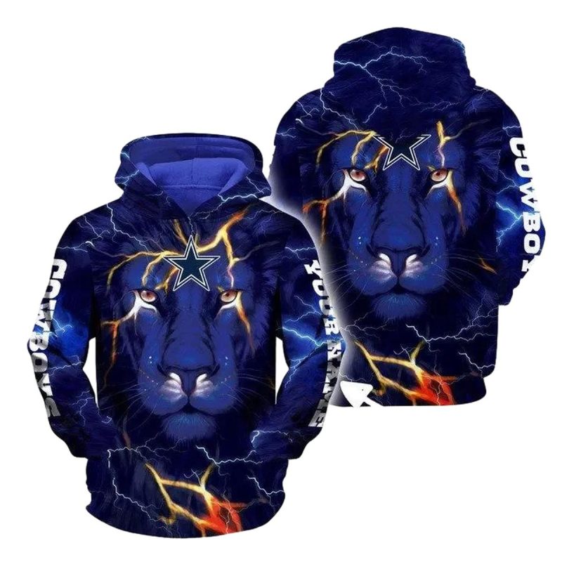 Personalized Dallas Cowboys Logo And Lion Aop Hoodie 1