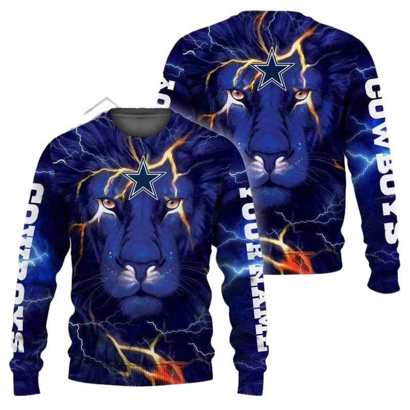 Personalized Dallas Cowboys Logo And Lion Aop Sweatshirt 1