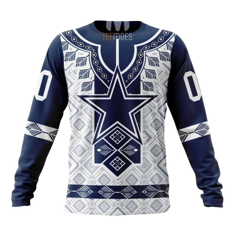 Personalized Dallas Cowboys Logo And Native Pattern Aop Sweatshirt 1