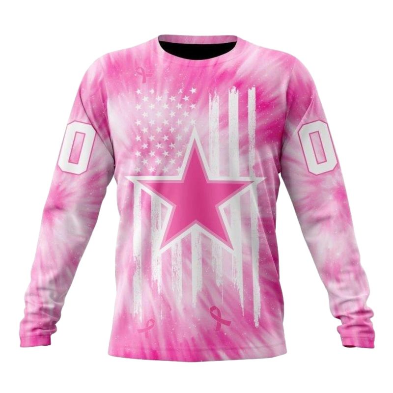 Personalized Dallas Cowboys Logo And Pink Tie Dye Aop Sweatshirt 1