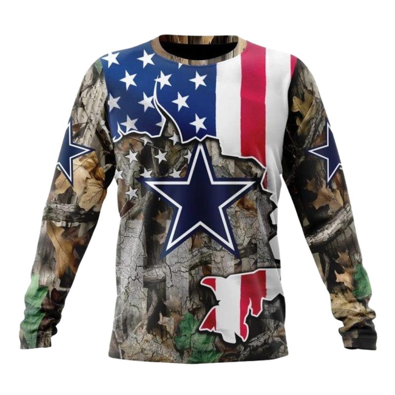 Personalized Dallas Cowboys Logo And Usa Flag Camo Realtree Aop Sweatshirt 1