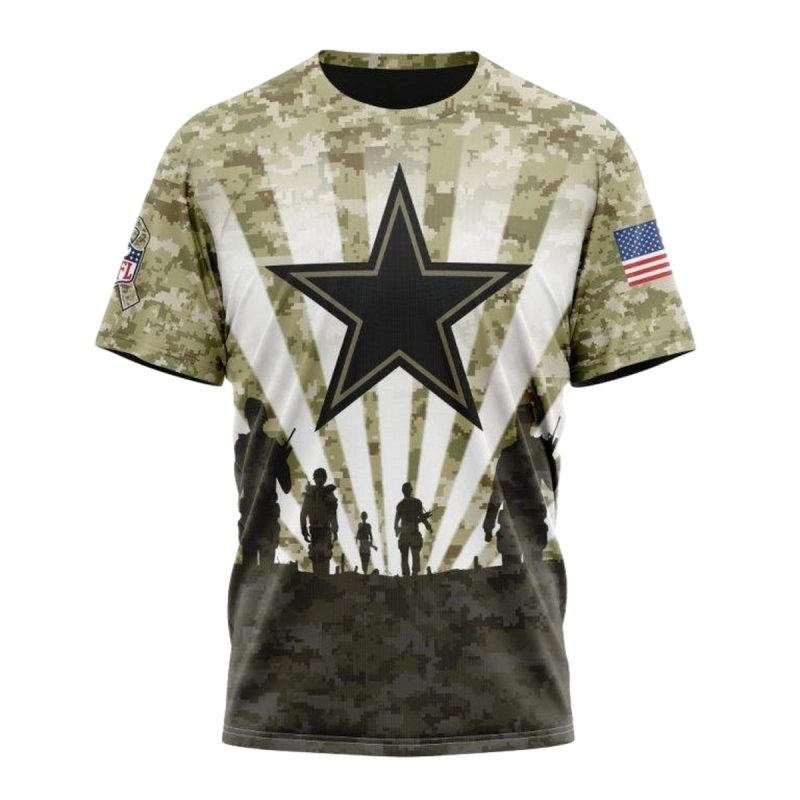 Personalized Dallas Cowboys Logo And Veterans And Families Aop T Shirt 1
