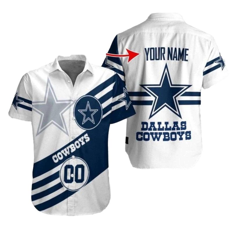 Personalized Dallas Cowboys Logo Classic White And Navy Hawaiian Shirt 1