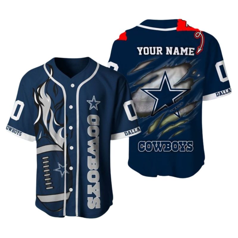 Personalized Dallas Cowboys Logo Inside Me Baseball Jersey 1