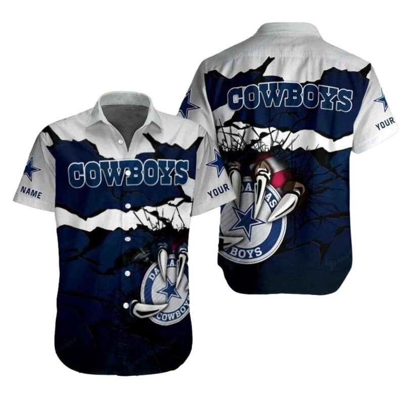 Personalized Dallas Cowboys Logo Retro Blue And White Hawaiian Shirt 1