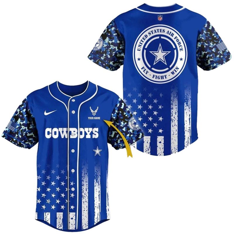 Personalized Dallas Cowboys Logo Us Air Force Baseball Jersey 1