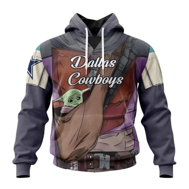 Personalized Dallas Cowboys Mandalorian And Baby Yoda Aop Hoodie 1