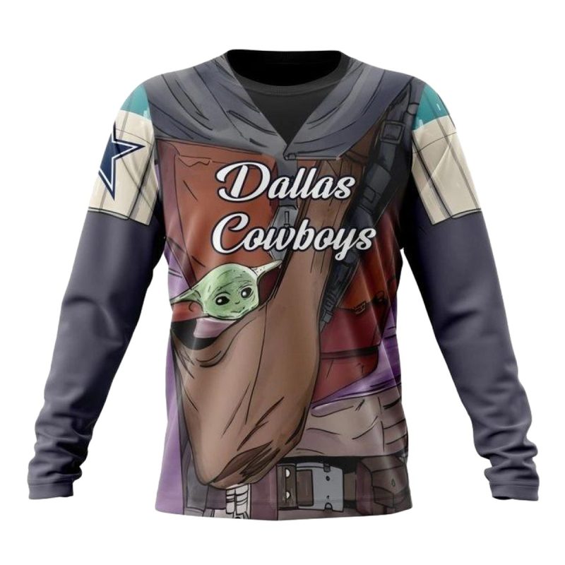 Personalized Dallas Cowboys Mandalorian And Baby Yoda Aop Sweatshirt 1