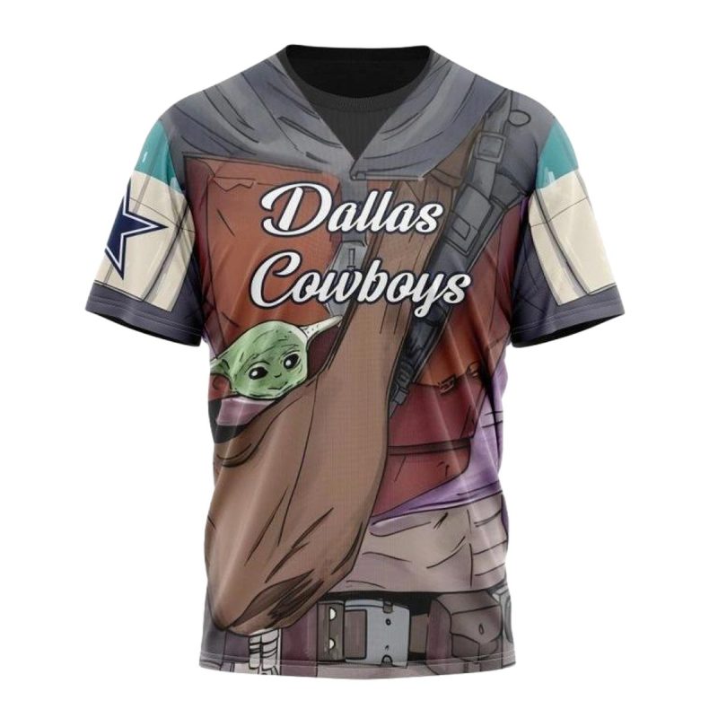 Personalized Dallas Cowboys Mandalorian And Baby Yoda Aop T Shirt 1