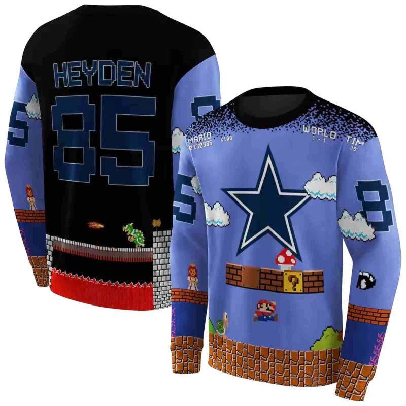Personalized Dallas Cowboys Mario Blue Black Aop Sweatshirt 1