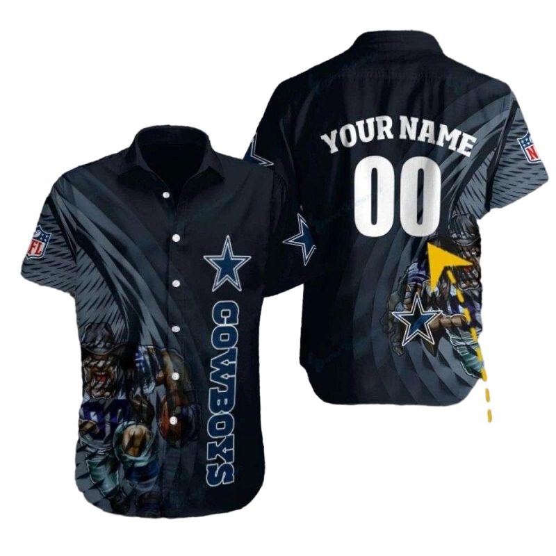 Personalized Dallas Cowboys Mascot Action Blitz Hawaiian Shirt 1