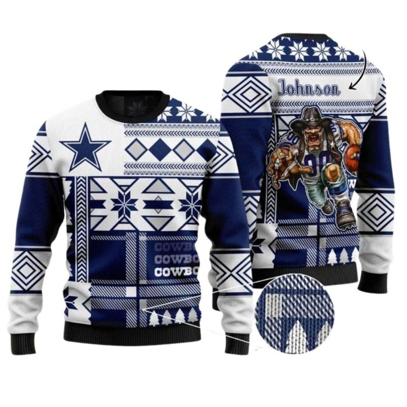 Personalized Dallas Cowboys Mascot Ugly Sweater 1
