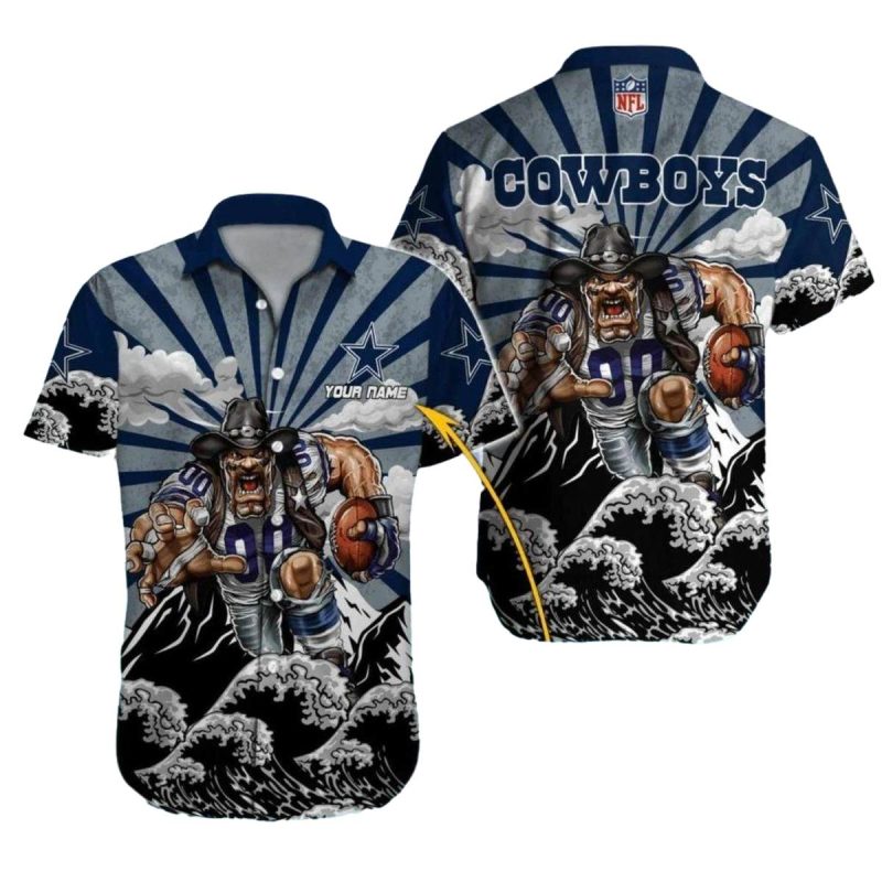 Personalized Dallas Cowboys Mascot With Rising Sun Football Beast Hawaiian Shirt 1