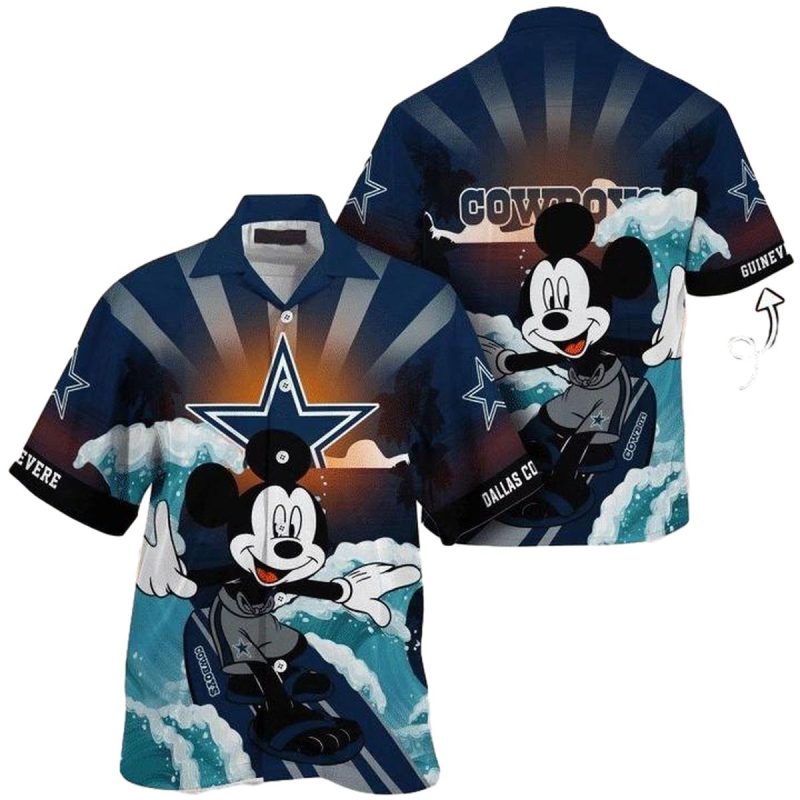 Personalized Dallas Cowboys Mickey Surf Funny Hawaiian Shirt 1