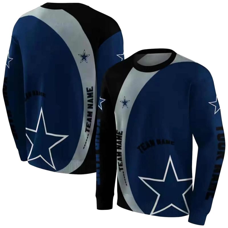 Personalized Dallas Cowboys Minimalist Design Blue Black Aop Sweatshirt 1