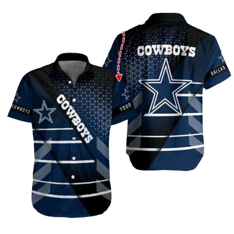 Personalized Dallas Cowboys Navy Grey Starry Night Hawaiian Shirt 1