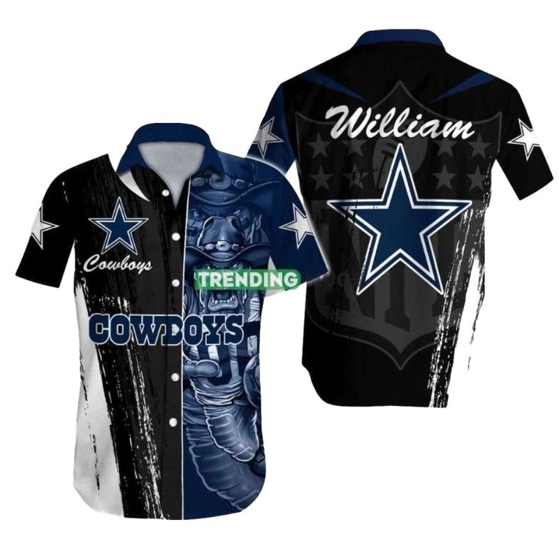 Personalized Dallas Cowboys Night Rush Black And Blue Hawaiian Shirt 1