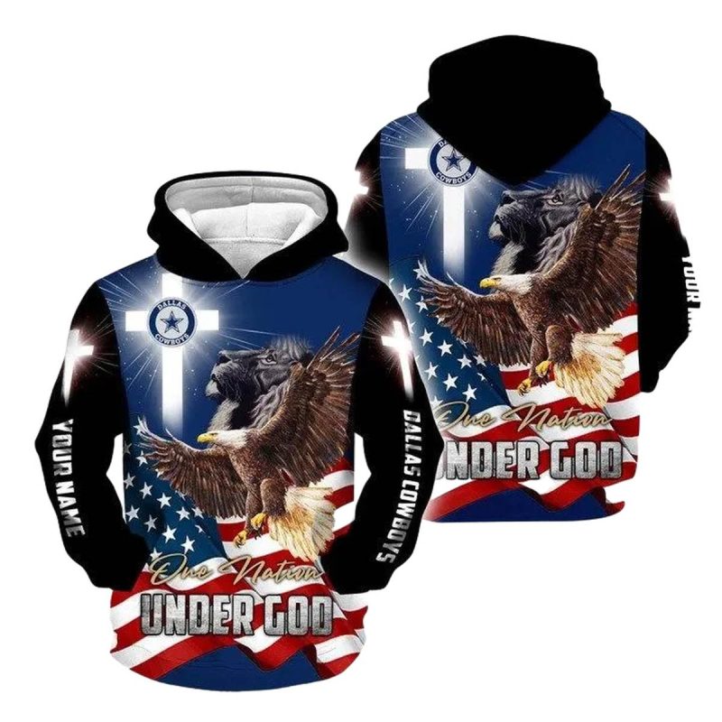 Personalized Dallas Cowboys One Nation Under God Aop Hoodie 1