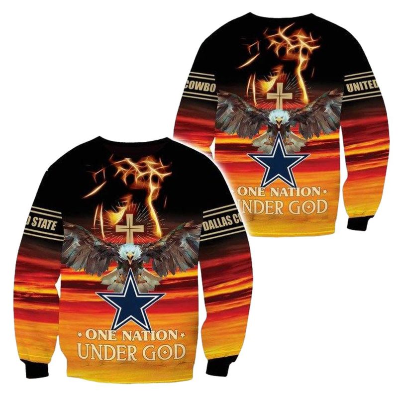 Personalized Dallas Cowboys One Nation Under God Aop Sweatshirt 1