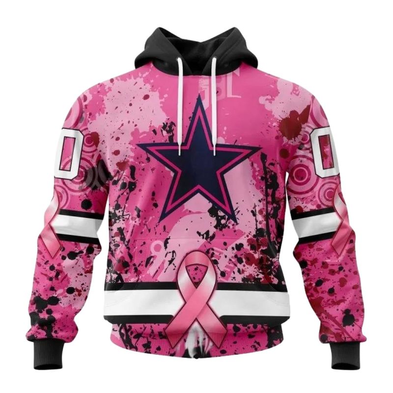 Personalized Dallas Cowboys Pink Breast Cancer Aop Hoodie 1