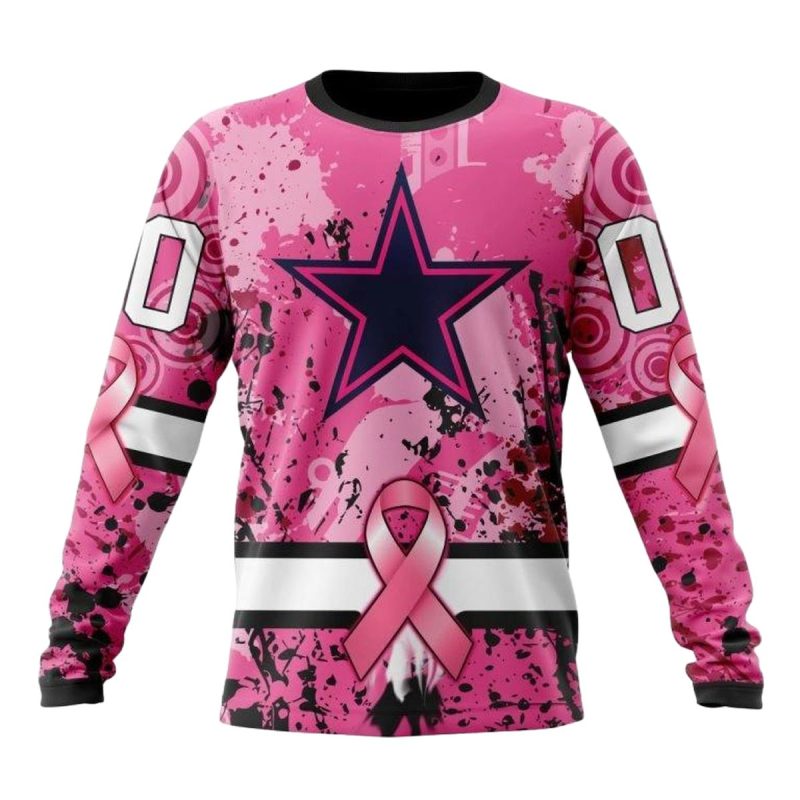 Personalized Dallas Cowboys Pink Breast Cancer Aop Sweatshirt 1