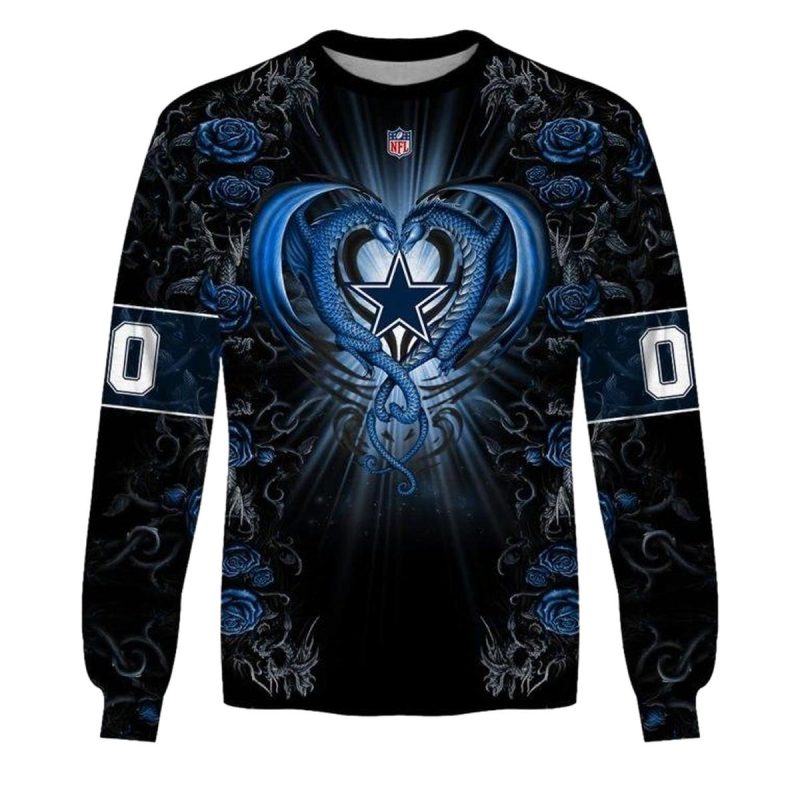 Personalized Dallas Cowboys Rose Dragon Aop Sweatshirt 1
