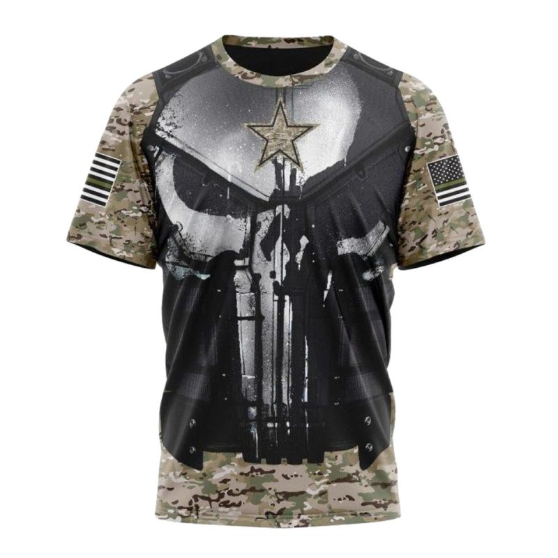 Personalized Dallas Cowboys Skull Camo Veteran Aop T Shirt 1