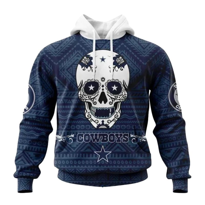 Personalized Dallas Cowboys Skull Dia De Muertos Aop Hoodie 1