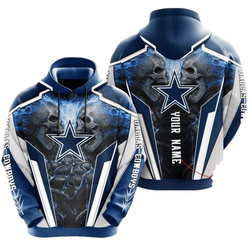 Personalized Dallas Cowboys Skull Stone Fighting Aop Hoodie 1