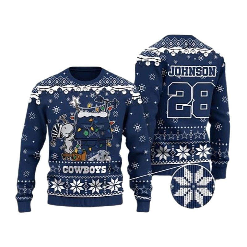 Personalized Dallas Cowboys Snoopy With Hat Santa Claus Ugly Sweater 1