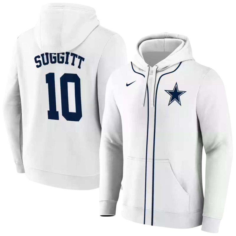 Personalized Dallas Cowboys Sporty Stripe White Aop Hoodie 1