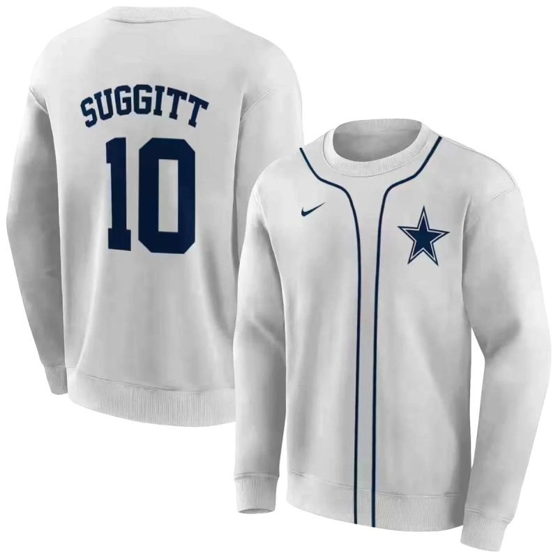 Personalized Dallas Cowboys Sporty Stripe White Aop Sweatshirt 1