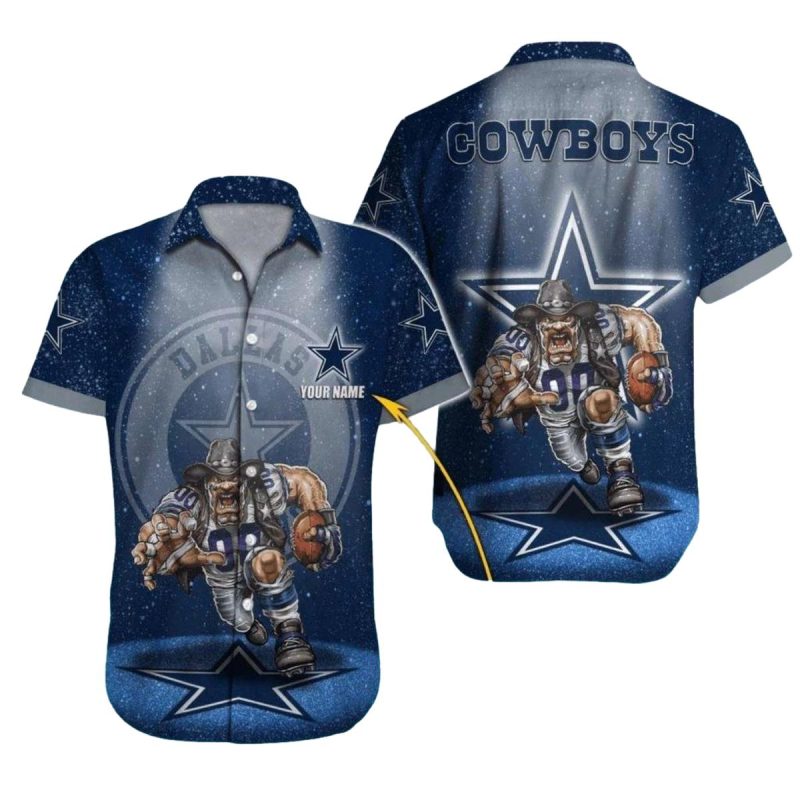Personalized Dallas Cowboys Starry Night Football Beast With Mascot Hawaiian Shirt 1