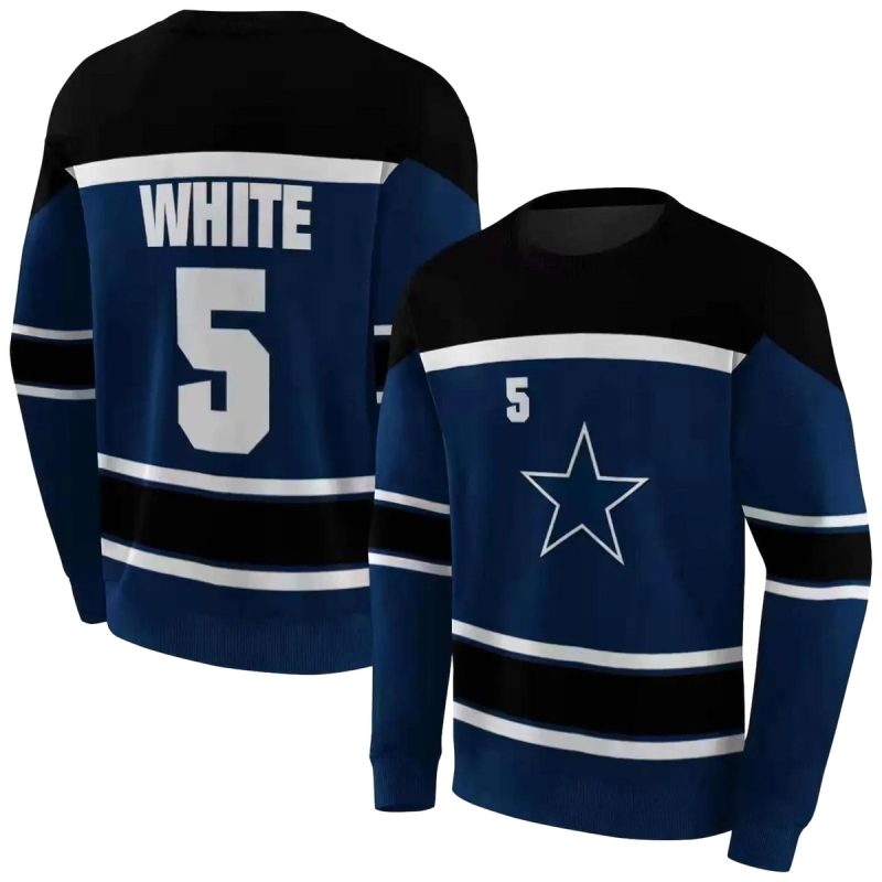 Personalized Dallas Cowboys Striped Pattern Blue Aop Sweatshirt 1