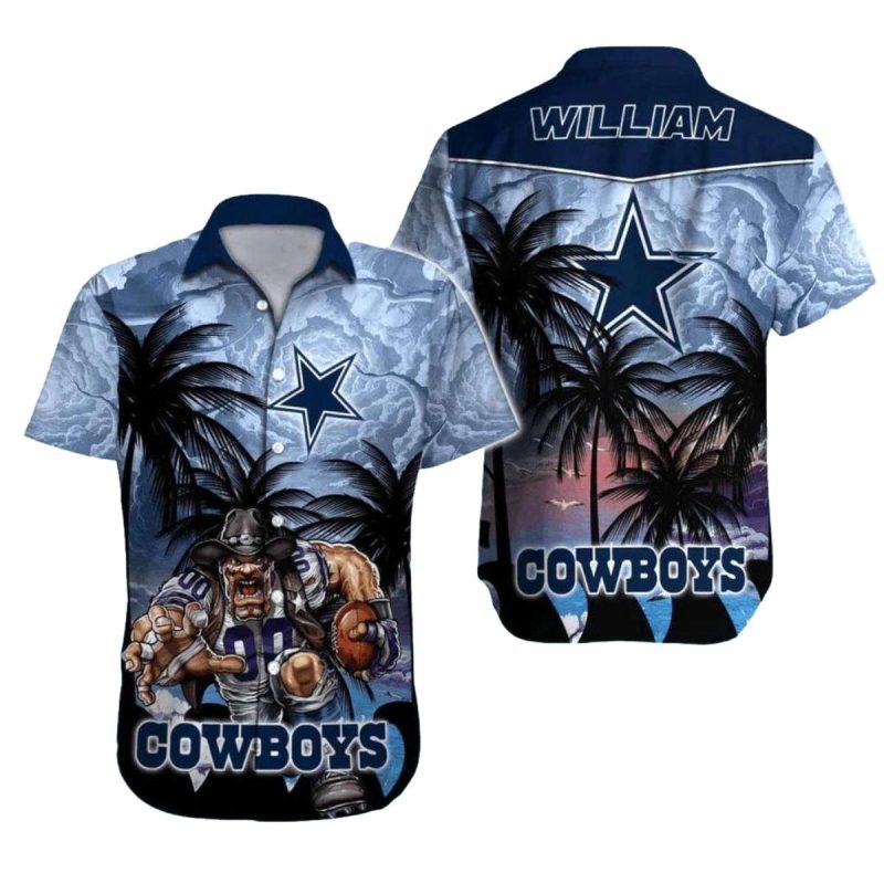 Personalized Dallas Cowboys Sunset Coconut Palm Tree Hawaiian Shirt 1