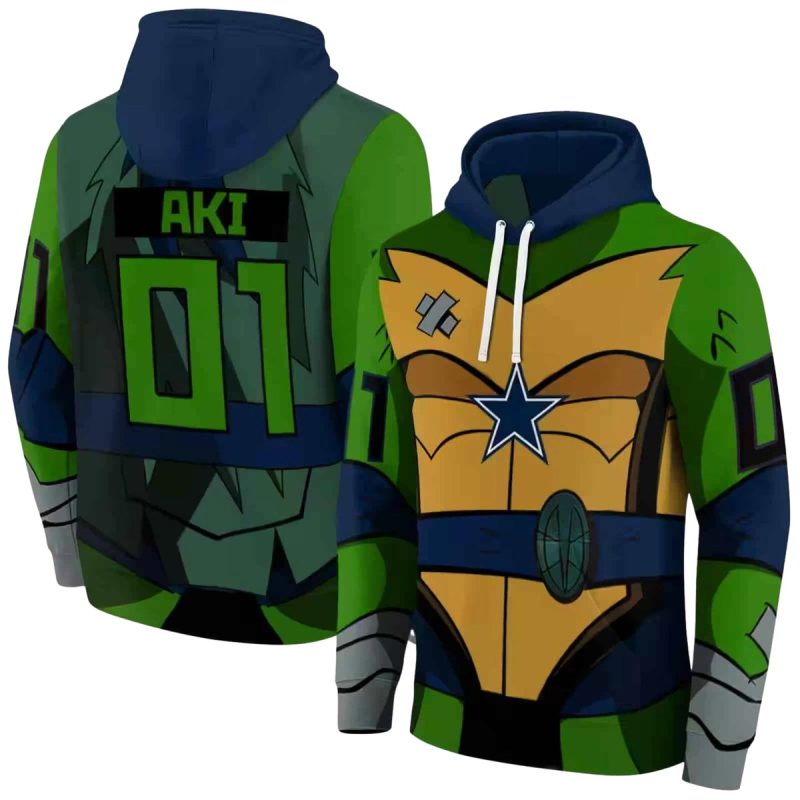 Personalized Dallas Cowboys Superhero Armor Blue Green Aop Hoodie 1