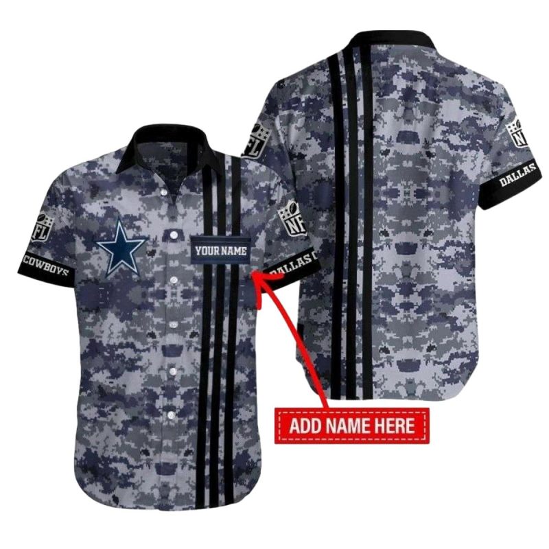 Personalized Dallas Cowboys Tactical Camo Military Pride Hawaiian Shirt 1