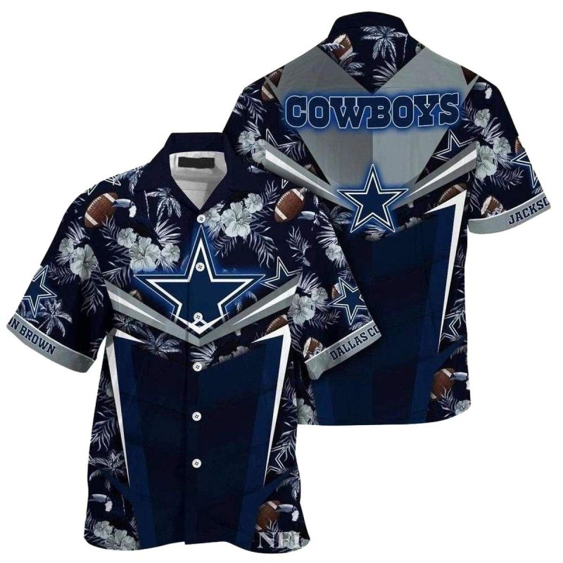Personalized Dallas Cowboys Tropical Leaves And Balls Hawaiian Shirt 1